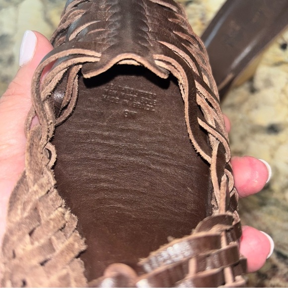 Michael Kors Brown Woven Leather Wedge Sandals - Picture 5 of 9